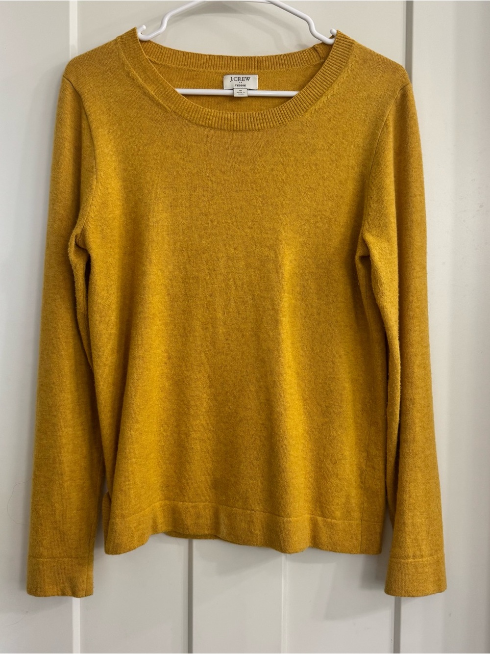 J.Crew Teddie Mustard Yellow Wool Blend Crewneck Sweater Small